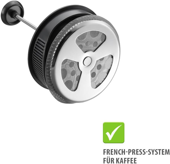 GEFU Kaffeebereiter CRISTIANO 600 ml – French Press aus mundgeblasenem Borosilikatglas in Smoke Grey