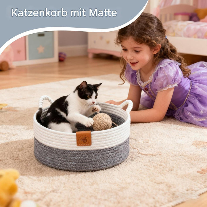 Bett Für Katzen,Waschbares Nest Mit Matte - Schlafbett Und Runder Katzenkorb,für Indoor e Alle Jahre