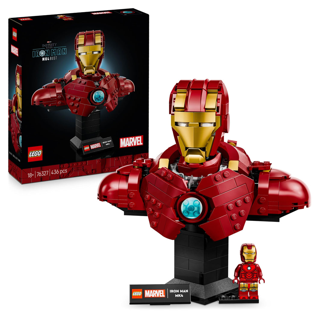 LEGO ǀ Marvel Iron Man MK4 Büste - Spielzeug für Erwachsene zum Ausstellen mit Tony Stark Minifigur,