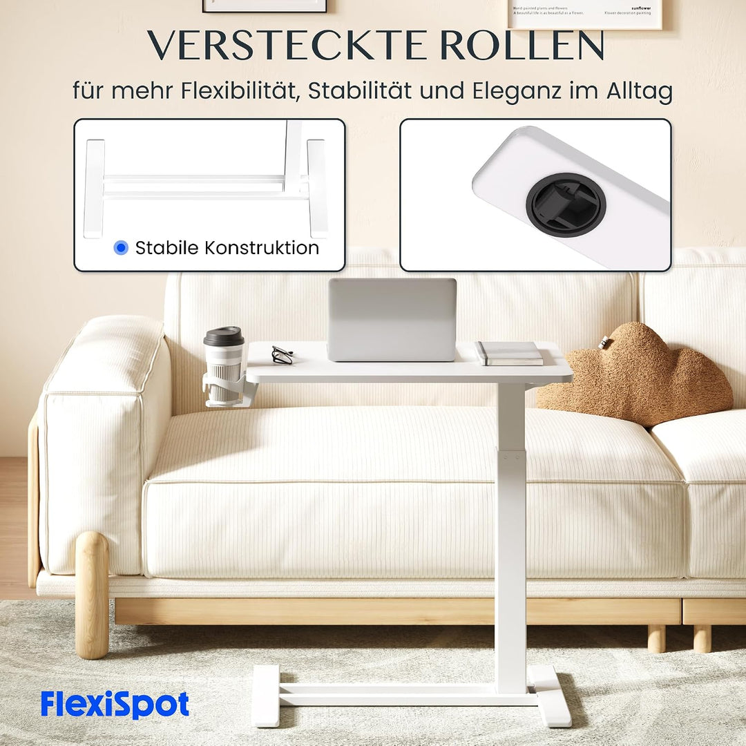FLEXISPOT Beistelltisch höhenverstellbar mit Rollen, stufenlose Gasfeder | Computertisch/Nachttisch/
