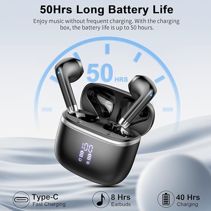 Bluetooth Kopfhörer, Kopfhörer Kabellos Bluetooth 5.4 mit 4 ENC Noise Cancelling Mic, 40H Spielzeit