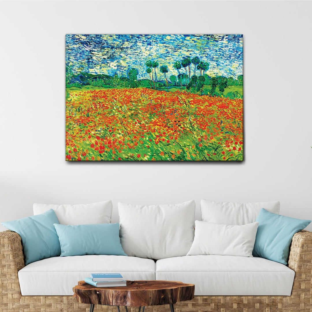 Giallobus - Gemälde - Vincent Van Gogh - Poppy Field (Mohnfeld) - Leinwand - 140x100 - Bereit zum Au