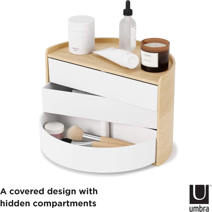 Umbra Moona Schmuckaufbewahrung, Makeup Organizer und Accessoire Organizer mit drehbaren Schubfächer