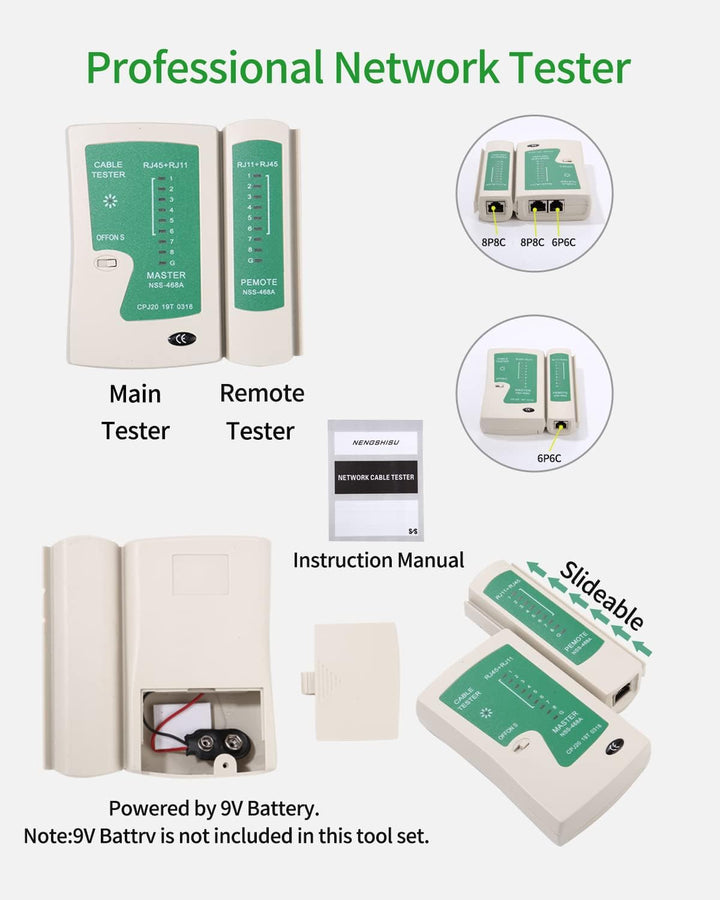 12-in-1 Network Tool Set, Network Tool, with Crimping Tool, Suitable for RJ45, RJ11, RJ12 Cable, Can