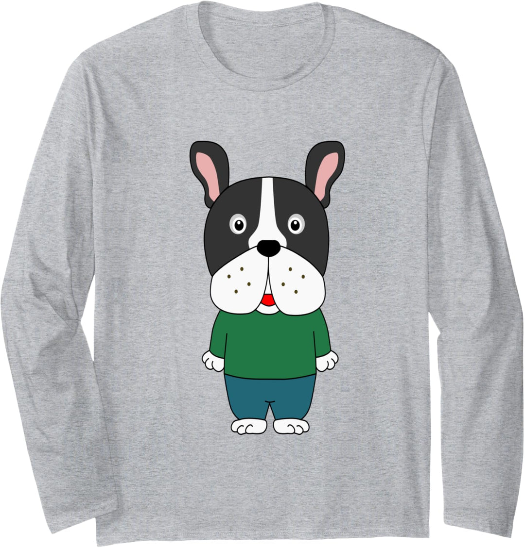 Bulldogge Zeichentrickfigur Langarmshirt