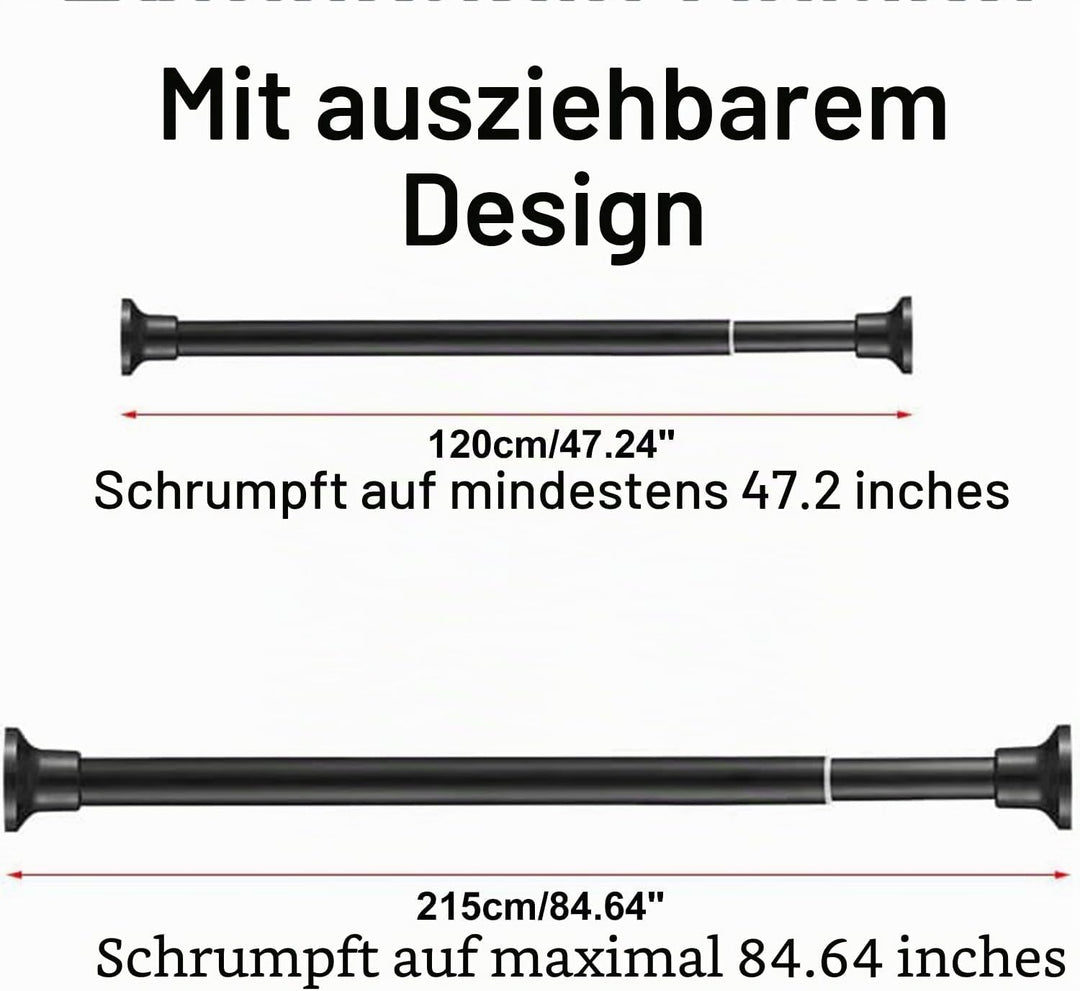 Teleskopstange 120-215CM(47"-84") Gardinenstange Ausziehbar Duschvorhangstange Ohne Bohren, edelstah