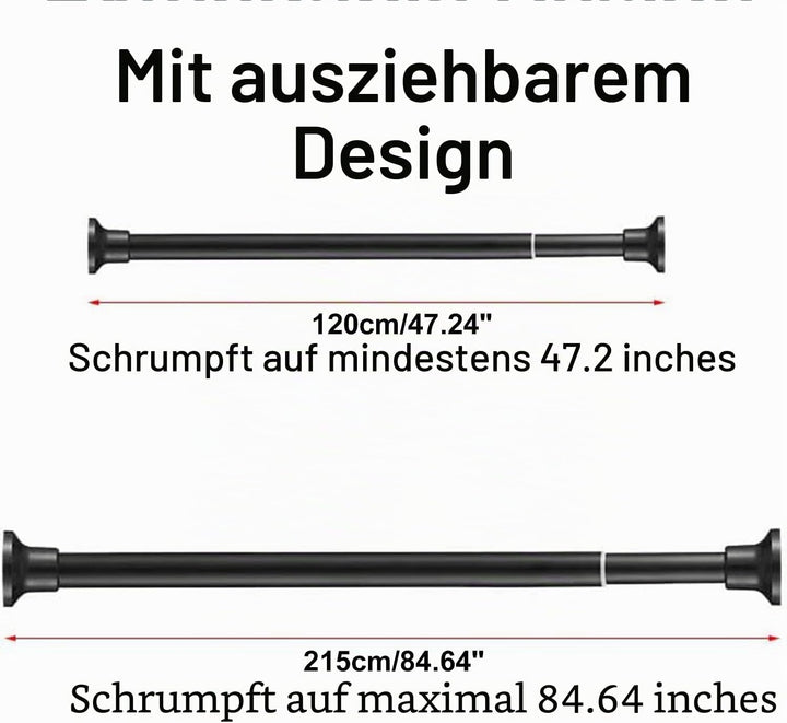 Teleskopstange 120-215CM(47"-84") Gardinenstange Ausziehbar Duschvorhangstange Ohne Bohren, edelstah