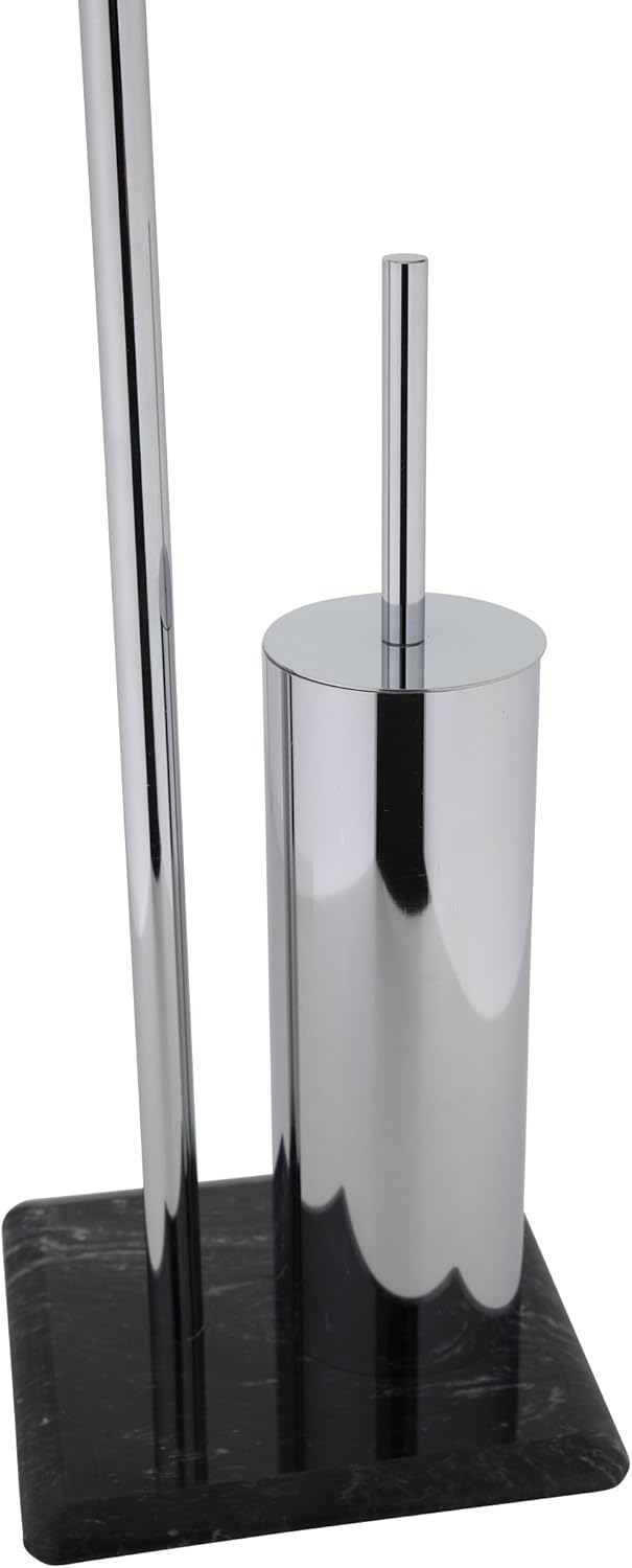 axentia Bad 282260 WC-Garnitur Galant, verchromte Toilettengarnitur, mit Marmor-Bodenplatte, WC-Papi
