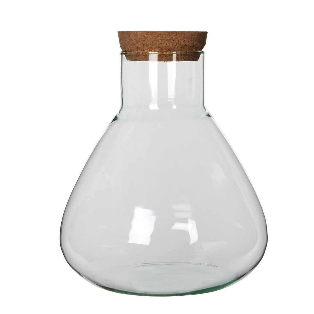 MICA Decorations Decorations Glas Terrarium Glasdose mit Korkverschluss Emily recyceltes Glas transp