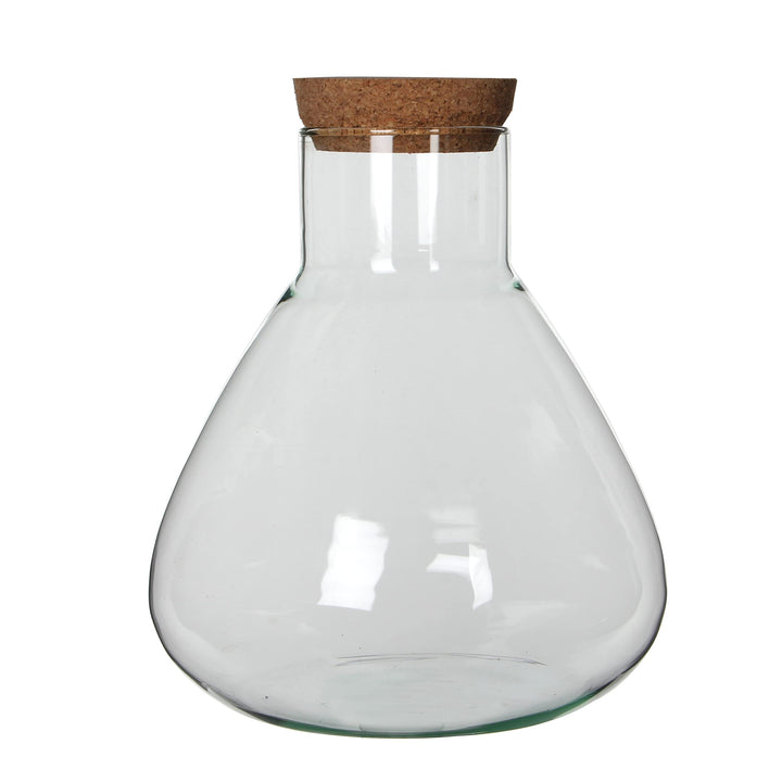 MICA Decorations Decorations Glas Terrarium Glasdose mit Korkverschluss Emily recyceltes Glas transp