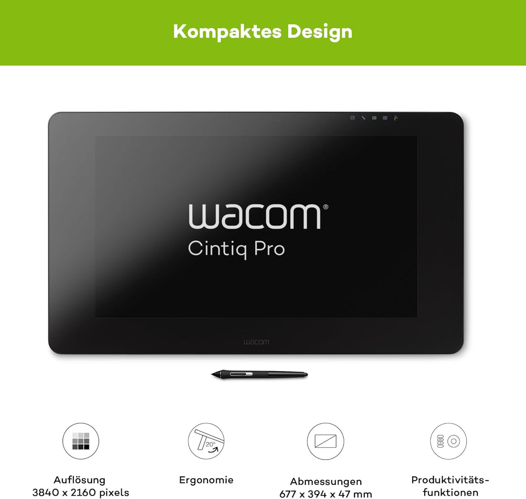 Wacom K100995 Cintiq Pro 24 Touch Tablet (24 Zoll Grafik-Touch-Display mit 4K Auflösung &amp; integriert