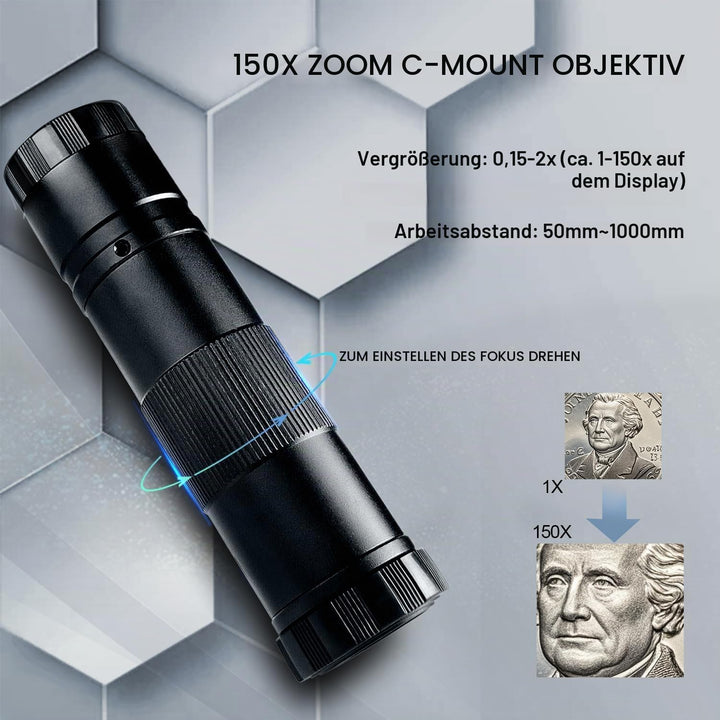 Digital Mikroskop, 48MP 4K 1080P HDMI Typ-C/USB Industrielle Video Digitales Mikroskop Kamera, 150X