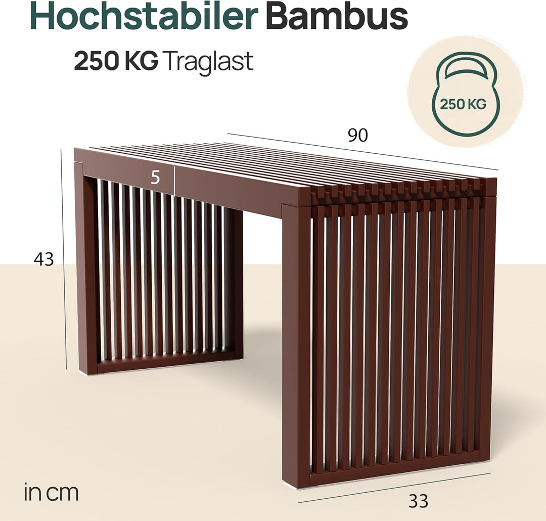 Bambus Sitzbank Flur - Sitzbank Esszimmer - Holzbank Flur - Esszimmerbank | BAM BOO BOX Garderobenba