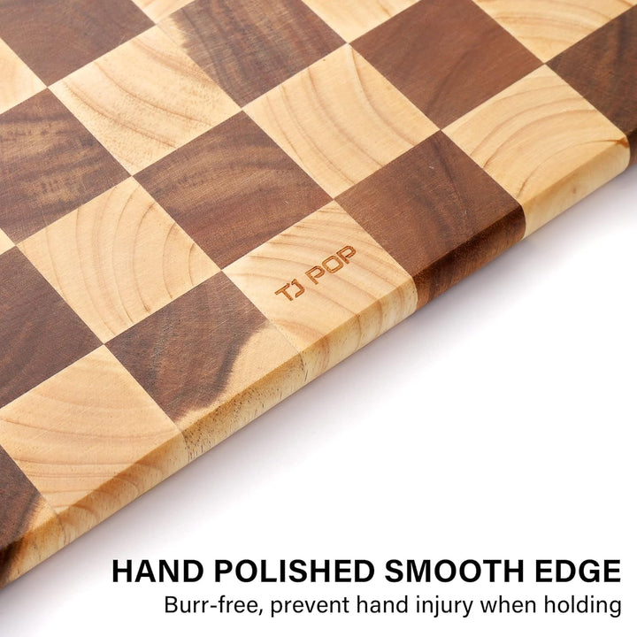 Schneidebrett Holz & Serviertablett TJ POP Schneidebrett für Küche 37 x 26 x 2 cm Perfekt für Brot,