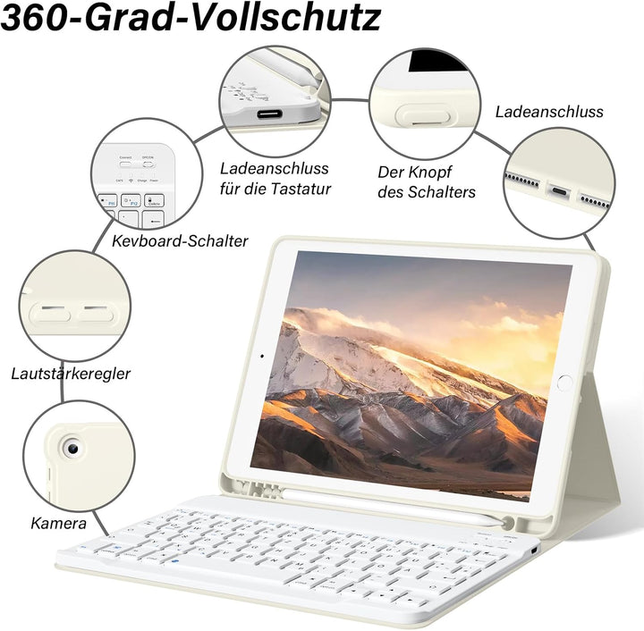 Tastatur Hülle für iPad 10.2 Zoll (9./8./7. Generation - 2021/2020/2019), Soft TPU Rückseite Gehäuse
