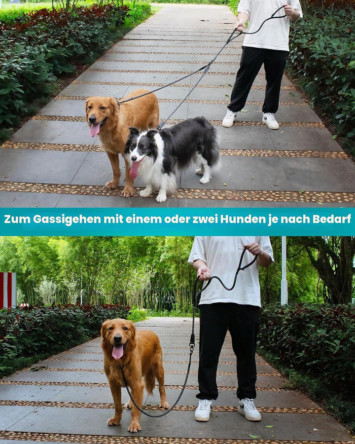 PetBonus Hundeleine Doppelleine für 2 Hunde, Keine Verwicklung Trainingsleine mit Zwei Gepolsterten