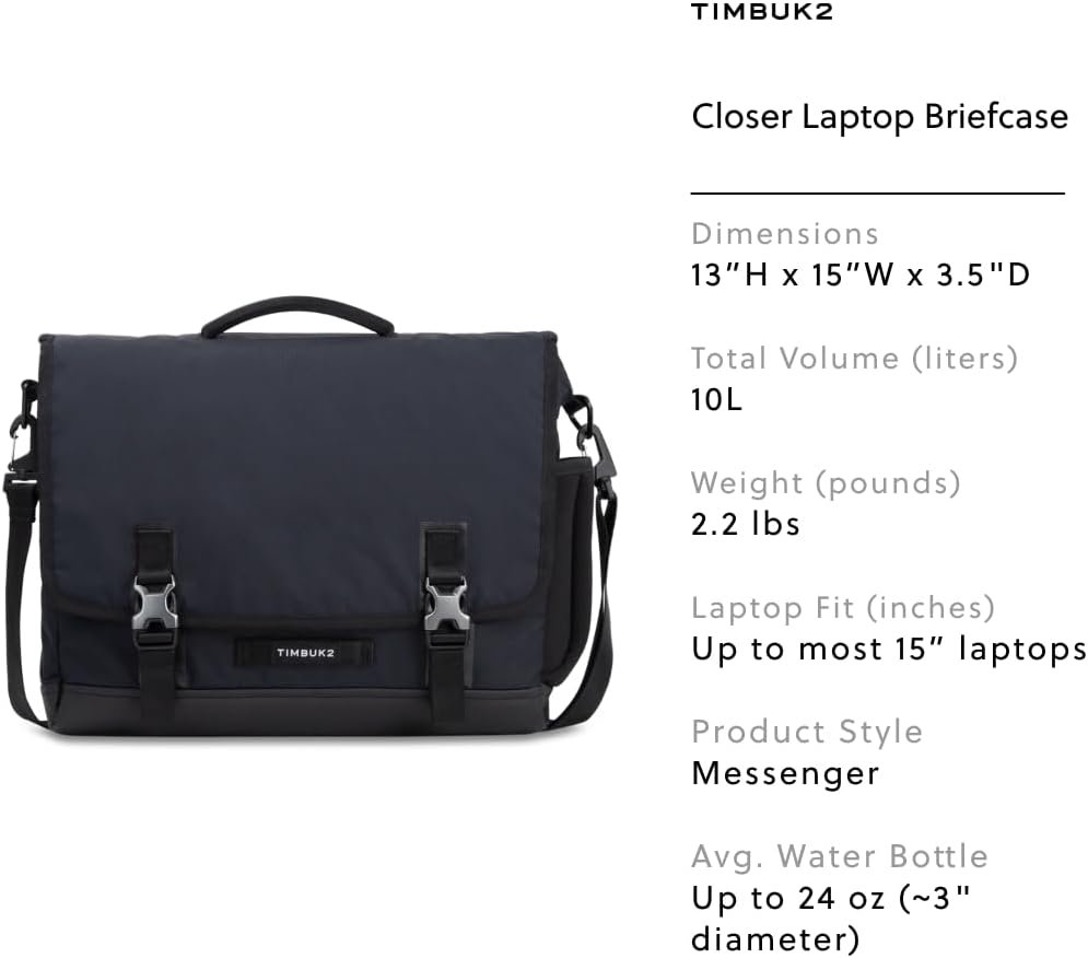 Timbuk2 Unisex Closer Laptop Briefcase Gepäck, Kuriertasche (1er Pack) Einheitsgrösse Eco Black Delu