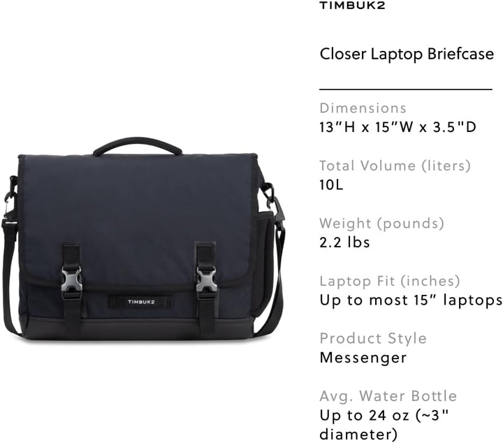 Timbuk2 Unisex Closer Laptop Briefcase Gepäck, Kuriertasche (1er Pack) Einheitsgrösse Eco Black Delu