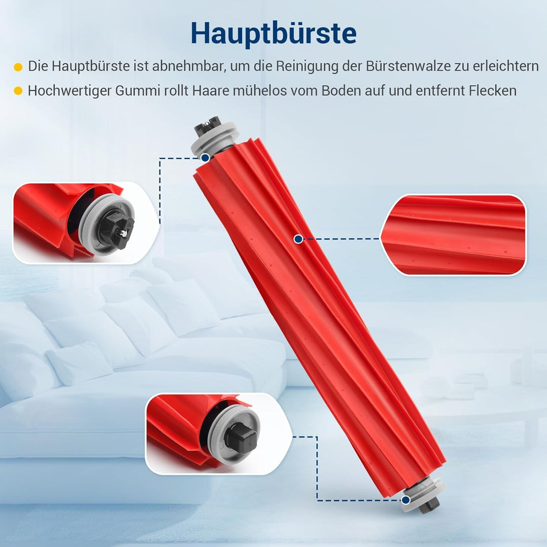 26 Stück Zubehör für Roborock QV 35A, QV 35S Saugroboter Ersatzteile, 2 Hauptbürsten, 4 HEPA-Filter,