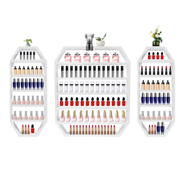6 Etagen Nagellackregal, Metall Nagellack Wandregal 3er Set Platzsparendes Display, Wandmontage Aufb