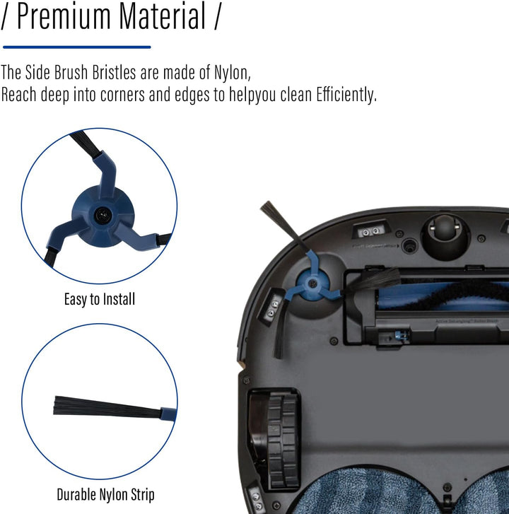 X10 Pro Zubehörset für eufy X10 Pro Omni Saugroboter,1 Rollbürste mit Borsten und Gummi, 6 Seitenbür
