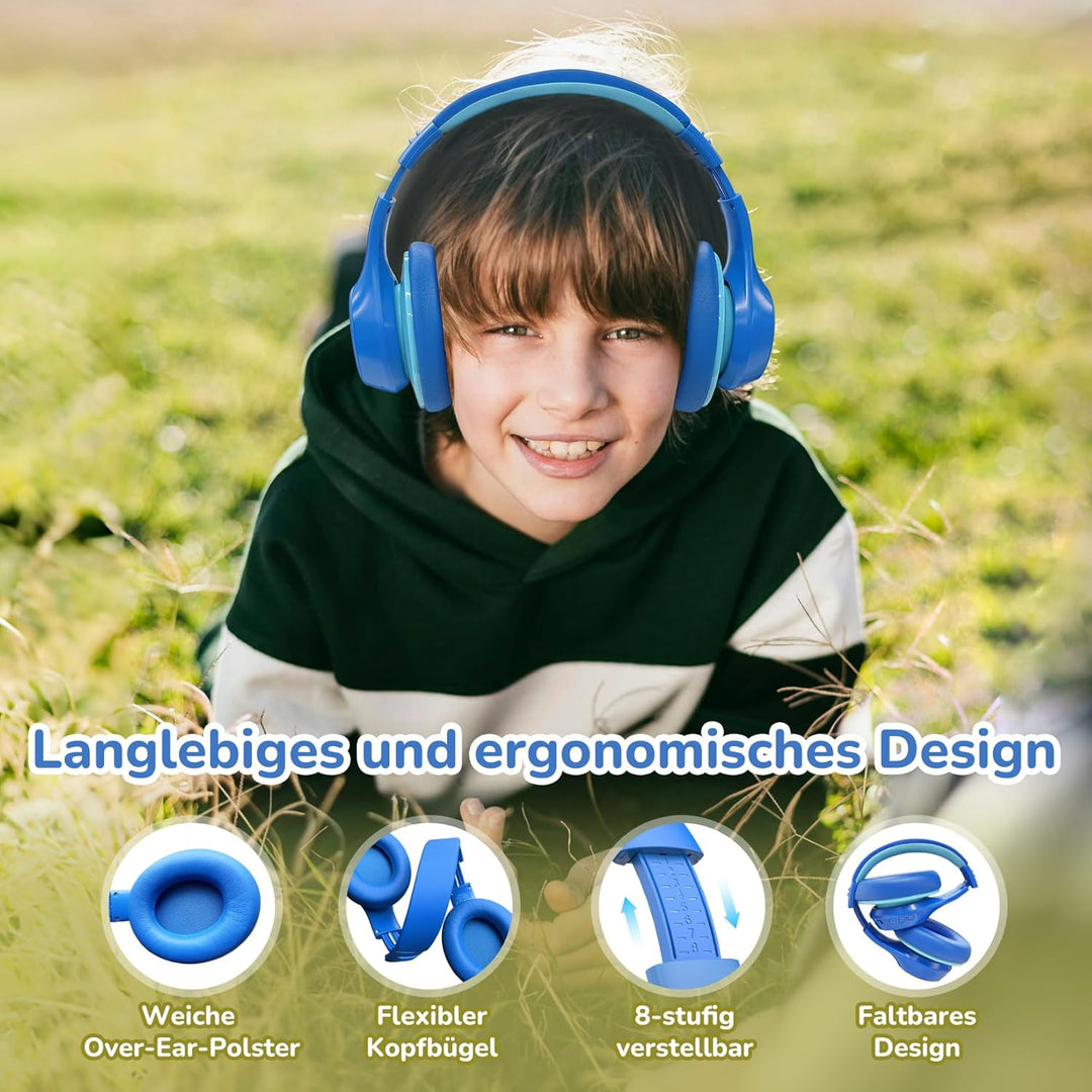 EarFun Bluetooth Kinder Kopfhörer, Noise Cancelling Kopfhörer Kinder, 74/85/94 dBA Sichere Lautstärk