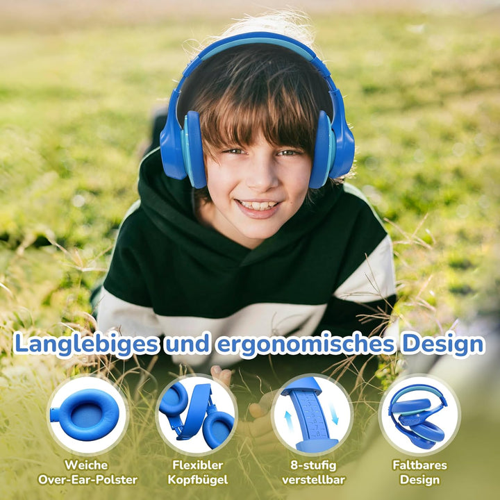 EarFun Bluetooth Kinder Kopfhörer, Noise Cancelling Kopfhörer Kinder, 74/85/94 dBA Sichere Lautstärk