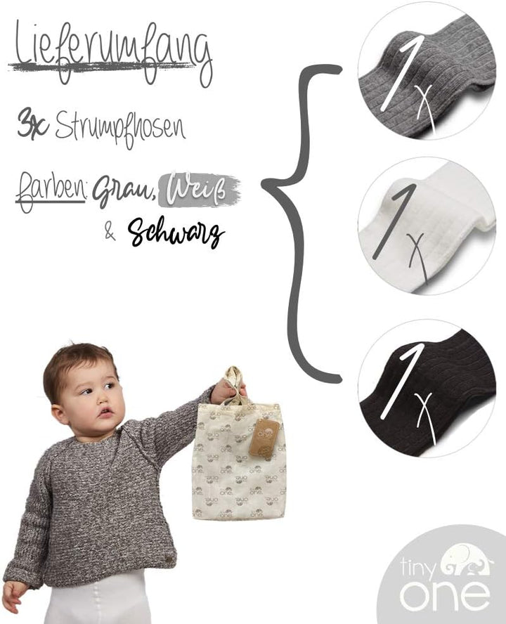 Tiny One Strumpfhose Baby & Kinder | Allergenfrei Bio Baumwolle | Elastische Babystrumpfhosen mit Ru