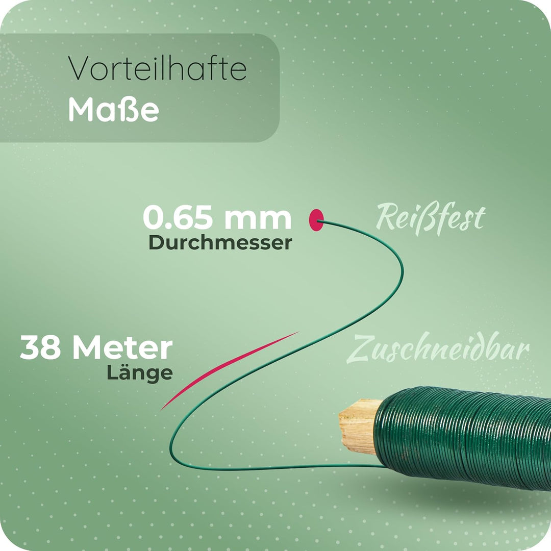 Novatool 10x Wickeldraht I grün I 0,65 mm I Draht I Basteldraht Floristendraht Blumendraht Bindedrah