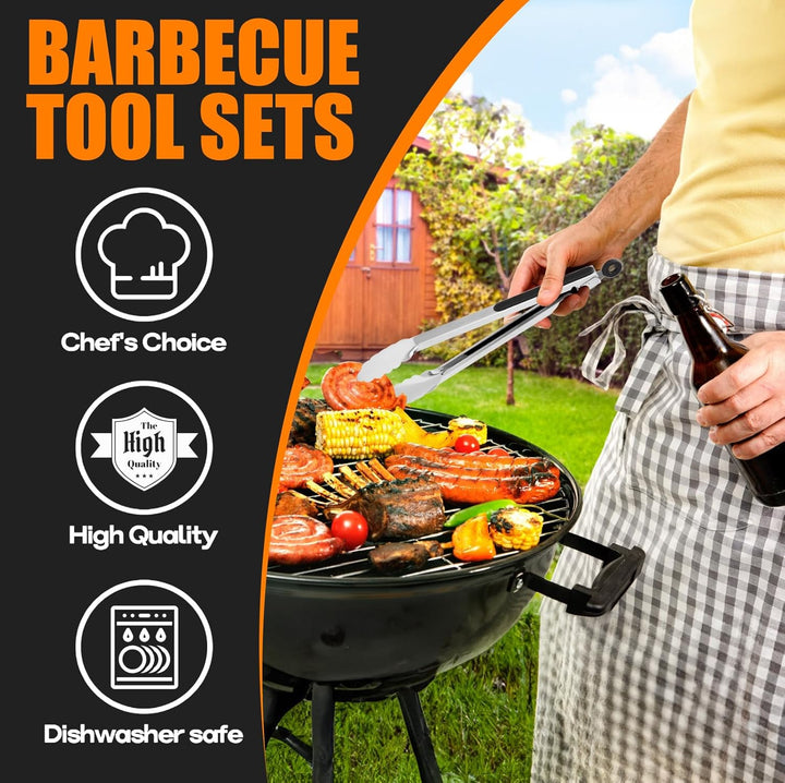 Edelstahl Grillbesteck Set, 28 Pcs Profi BBQ Zubehör, Outdoor-Edelstahl-Kochspatel Geschenke Grillse