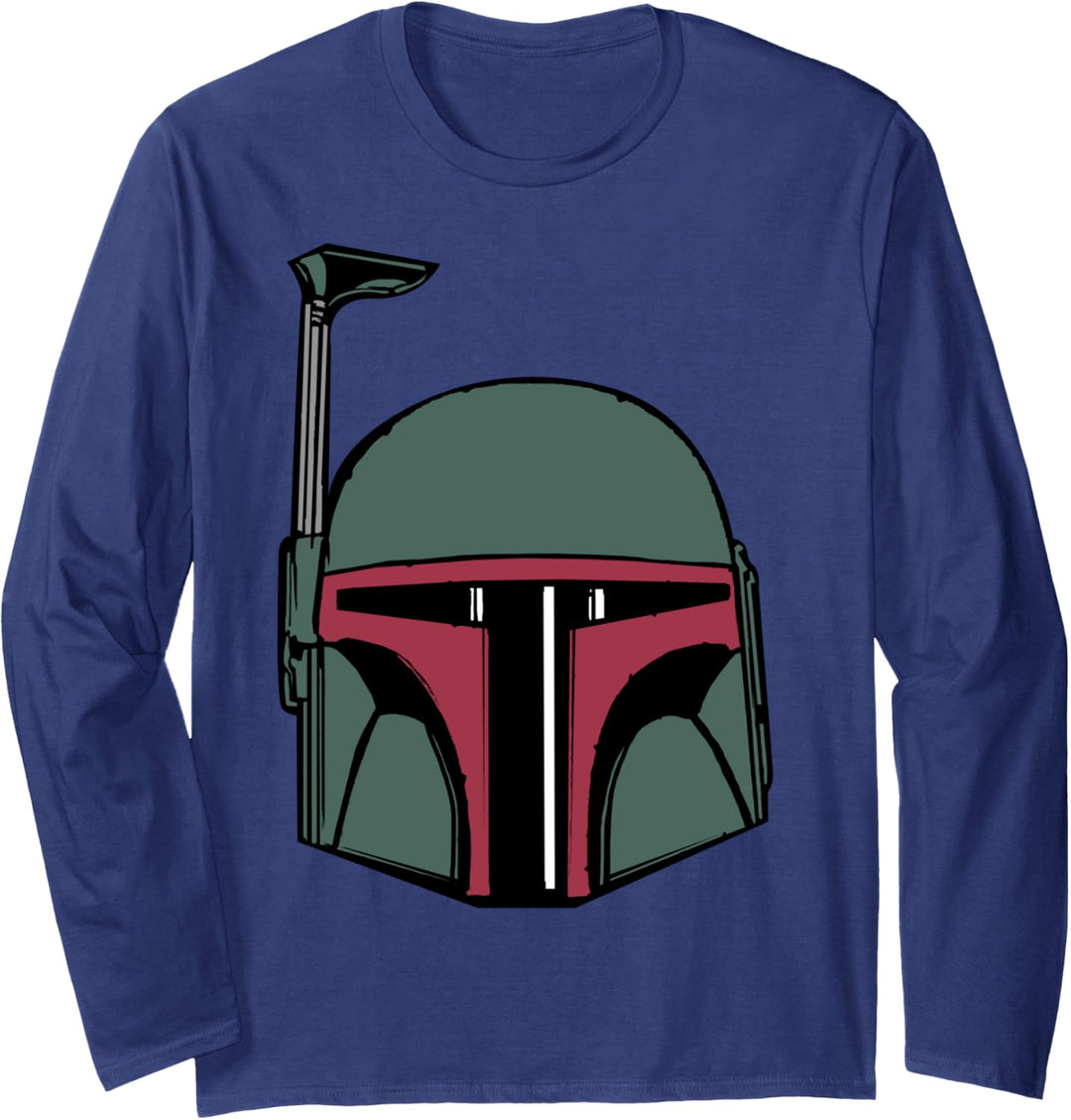Star Wars Boba Fett Close Up Cartoon Portrait Langarmshirt