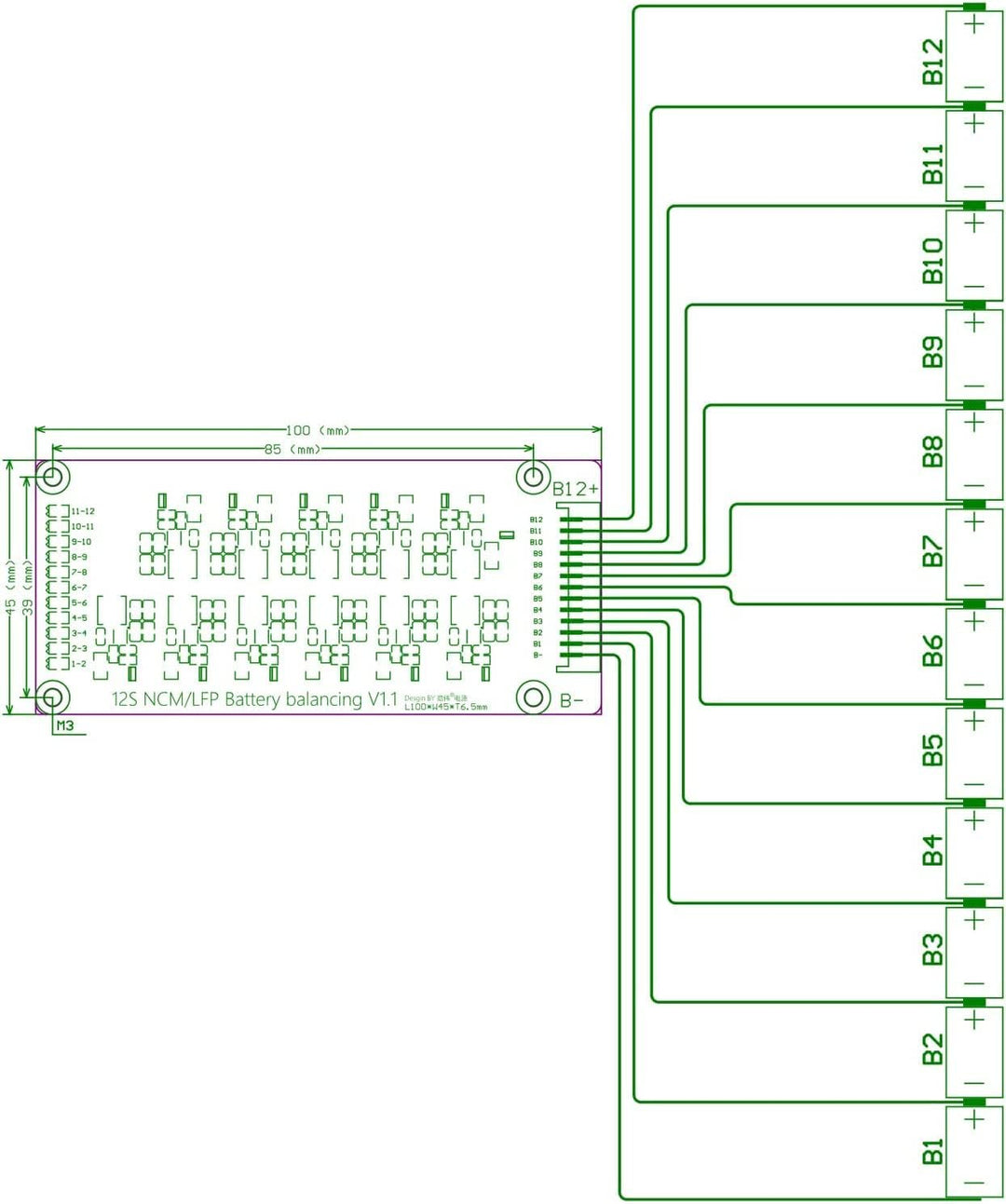 TECNOIOT 1 STÜCKE 12 S 1,2 A Li-Ion Lifepo4 Lithium Batterie Aktiver Equalizer Balancer Induktives B
