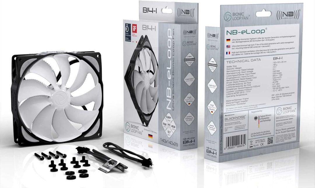 Noiseblocker PC Gehäuselüfter 140mm NB-eLoop PC Fan B14-1 - Case Fan 140mm Lüfter Leise - Kühler PC