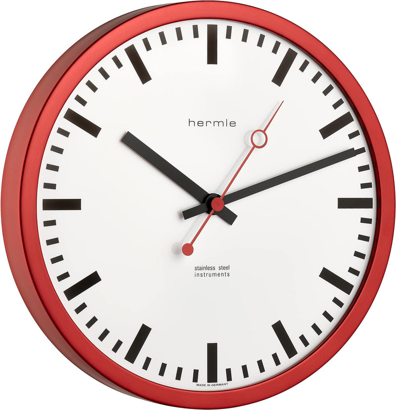 Hermle Bahnhofsuhr 30471-360870 Funk, Rot, Ø 30cm x 5cm