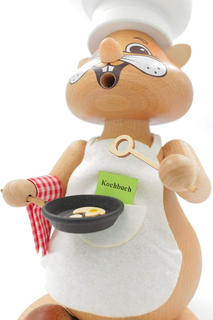 Kuhnert - Original Erzgebirgische Holzkunst Räuchermann Räucherfigur Hamster 31cm - Koch Cook