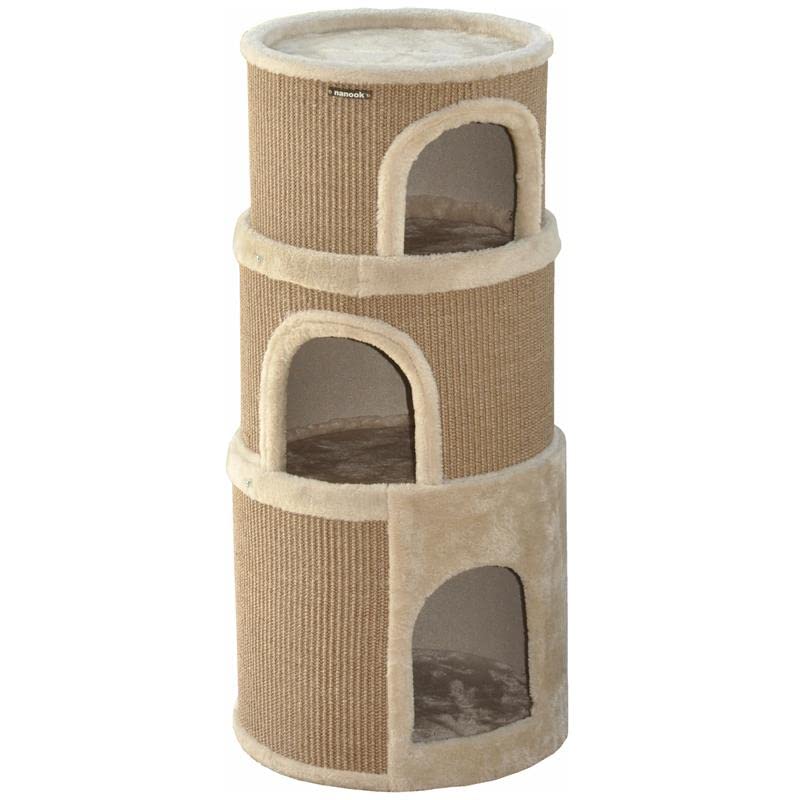nanook Kratztonne, Höhe 89 cm, 3-teilig, Spieltonne für Katzen, 3 Ebenen, Kratzbaum, Kratzturm aus S