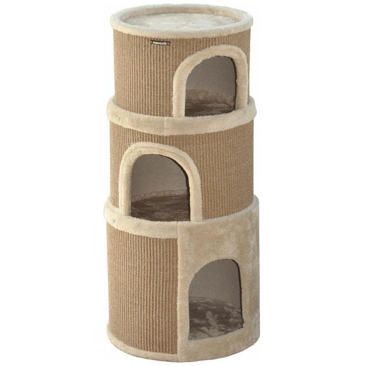 nanook Kratztonne, Höhe 89 cm, 3-teilig, Spieltonne für Katzen, 3 Ebenen, Kratzbaum, Kratzturm aus S