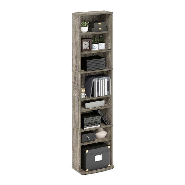 Furinno JAYA Platzsparender Multimedia-Lagerturm, Französische Eiche, 8 Tier, Französische Eiche