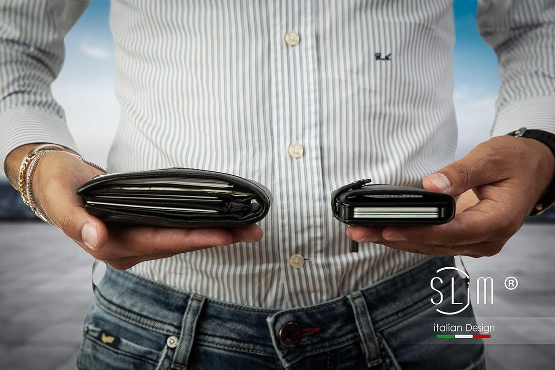 SLim Geldbörse für Herren & Damen Smart Wallet kartenetui mit Münzfach & RFID Schutz Portmonee Porte