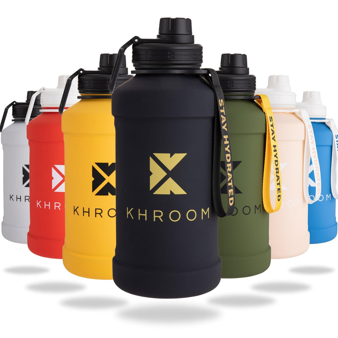 Khroom Edelstahl Trinkflasche 1,3L & 2,2L – Kohlensäure geeignet, auslaufsicher, spülmaschinenfest,