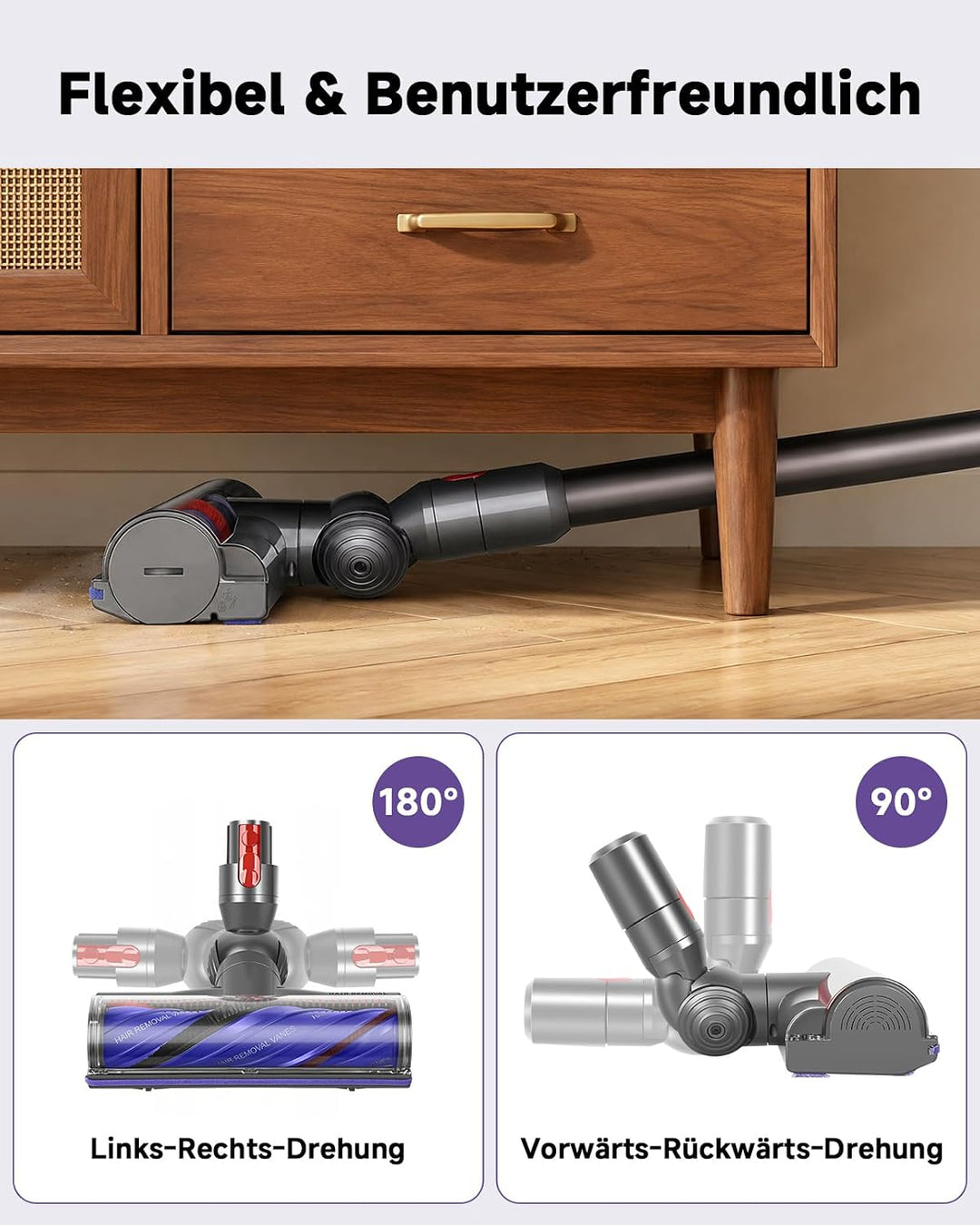Bodendüse für Dyson V7 V8 V10 V11 V15 Staubsauger Ersatzteil,Upgrade Anti-Verheddern Bürste Direktan