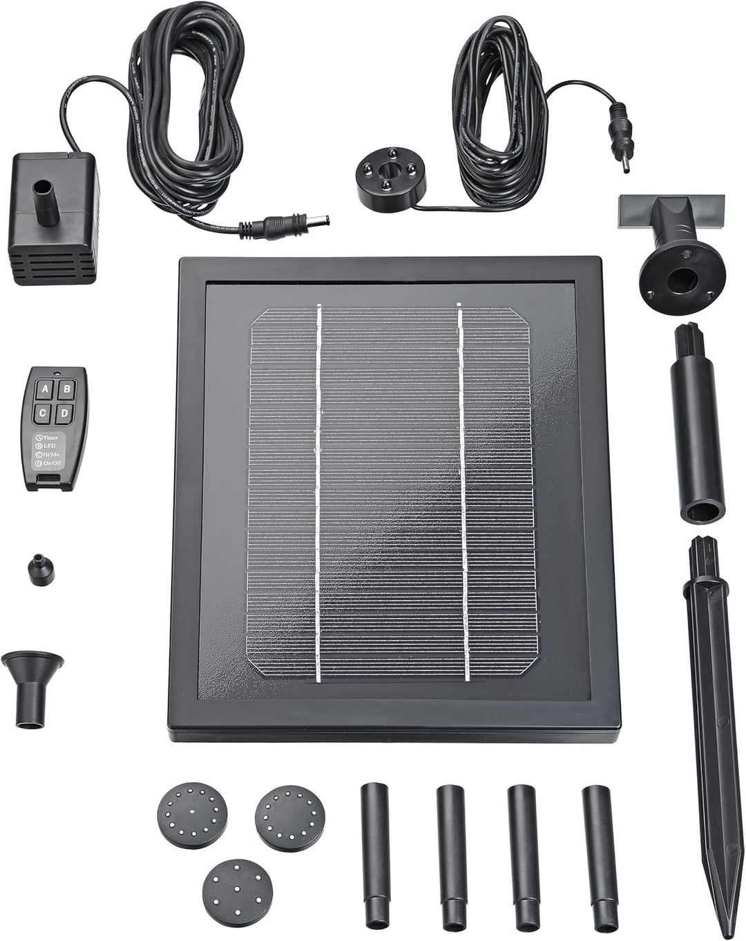 Pontec 43324 PondoSolar 250 Control - Solarwasserspielpumpe mit Akku und LED-Beleuchtung / Solarstro