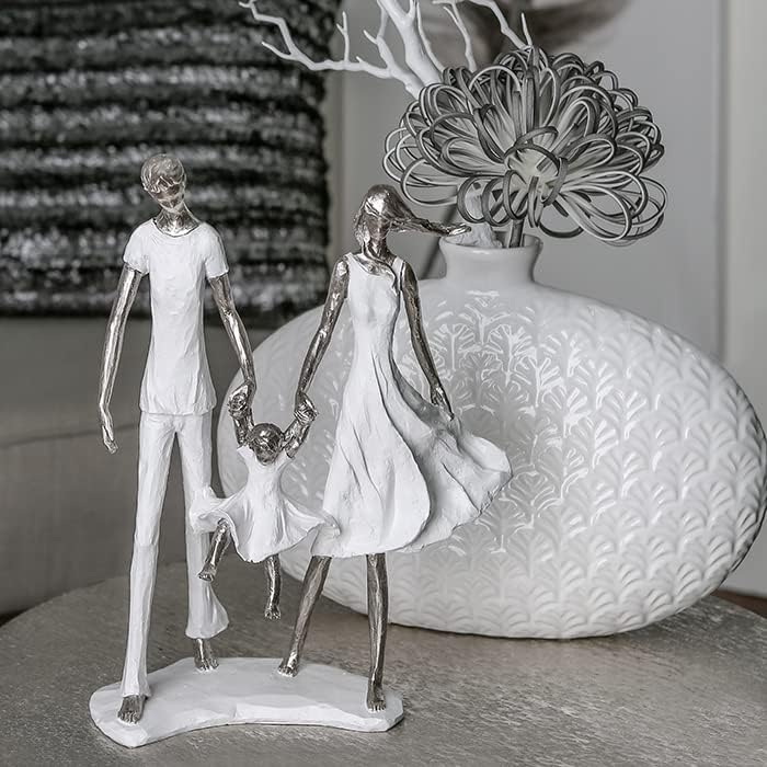 Casablanca modernes Design Skulptur Familie - Familienglück - weiss/Silber - Polyresin - Höhe 31 cm