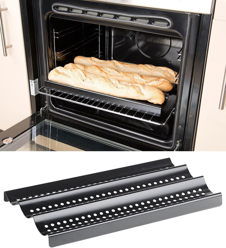 Rosenstein & Söhne Backofenblech: 2er-Set Baguette-Backbleche aus Carbonstahl, Anti-Haft-beschichtet
