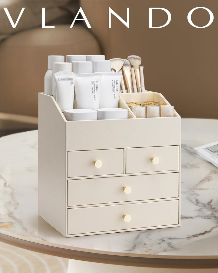 Vlando Make up Organizer mit 4 Schubladen, Schminktisch Organizer, Kosmetik Organizer, Schmink Organ