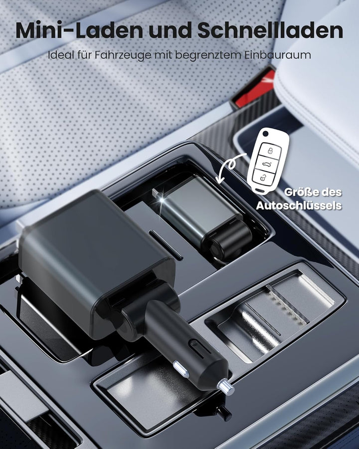 Zigarettenanzünder USB C, Super Kompakt Auto Ladegerät 57W Ladekabel Auto, 3 in 1 USB Kfz Ladegerät