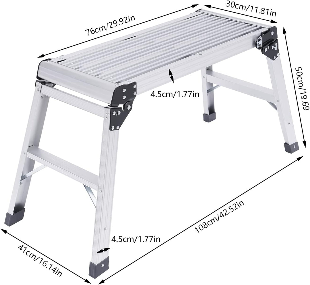 Tritthocker, Klapptritt Klappbar Trittstuhl, Grosse Plattform Tragbar Fussbank, Max 150kg, mit PVC R
