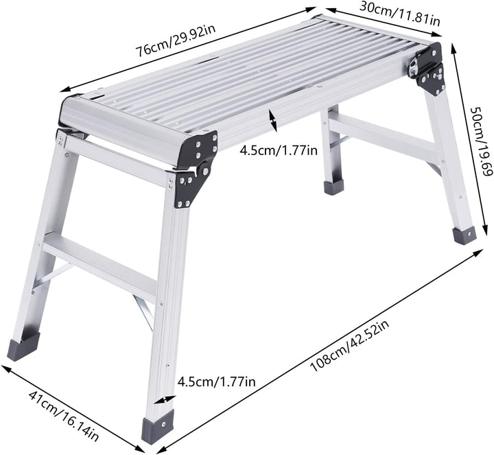 Tritthocker, Klapptritt Klappbar Trittstuhl, Grosse Plattform Tragbar Fussbank, Max 150kg, mit PVC R