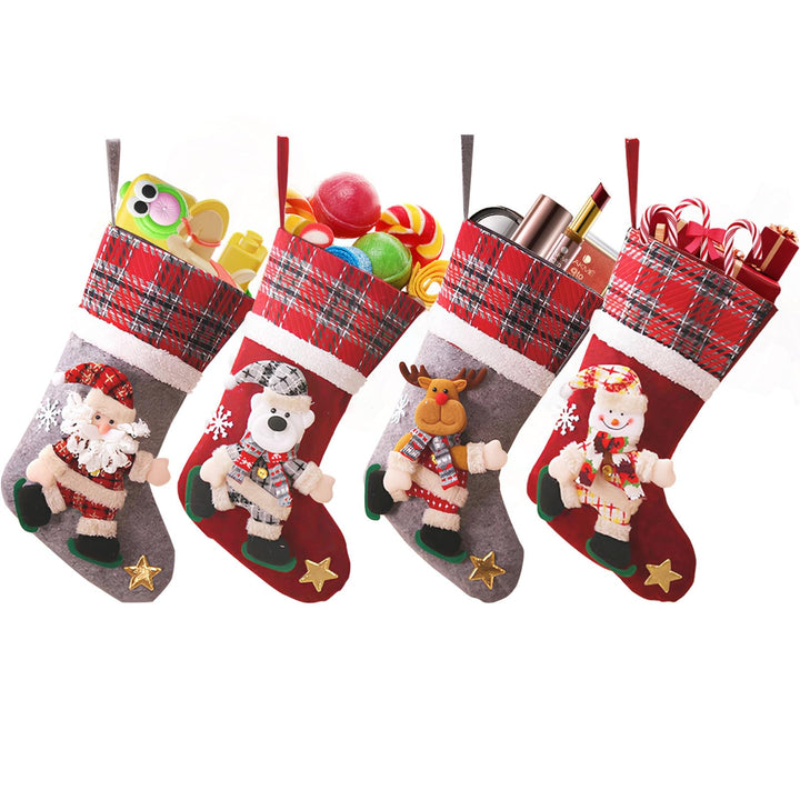 Lonsien Nikolausstrumpf gross 4 STK Weihnachtsstrumpf Geschenkbeutel Nikolausstiefel Personalisiert