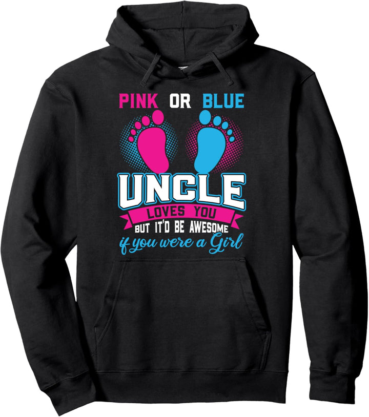 Rosa oder Blau Onkel liebt Sie Mädchen-Geschlecht Pullover Hoodie
